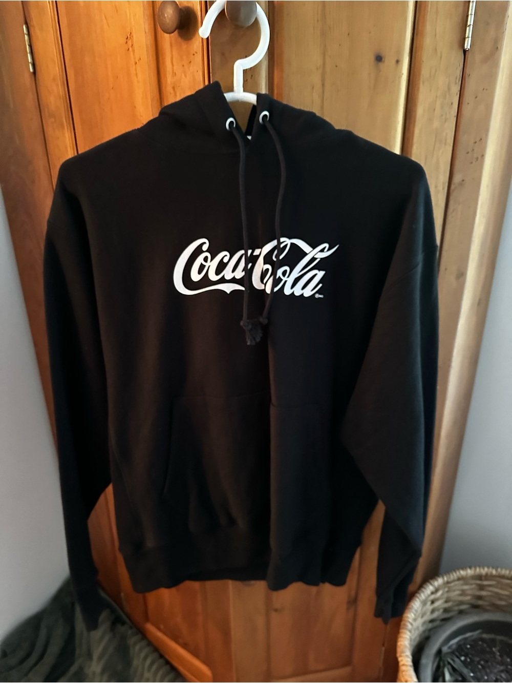 Champion Black Hoodie with White Coca Cola logo never worn